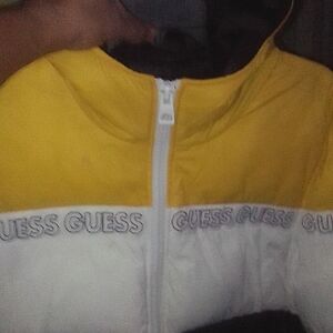 Guess Kids Two-Tone Yellow and White Puffer Jacket